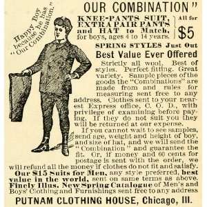 1893 Ad Putnam Clothing House Mens Combination Suits Fashion 