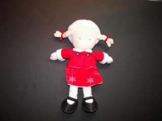Carters Red Xmas Dress Blond Soft Cloth Baby Rag Doll  