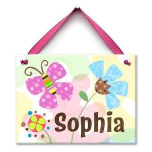   Personalized Ceramic Wall Tile   Butterfly and Flowers
