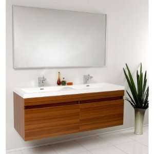 Fresca Largo 56.5 in. Wavy Double Sink Modern Bathroom Vanity, Gray 
