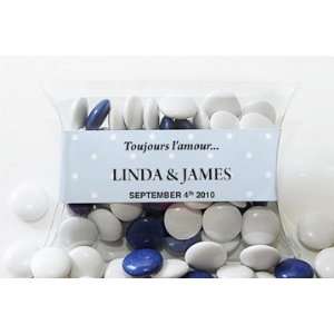 Personalized Candy Pillow Packs Chocolate   White and Blue  