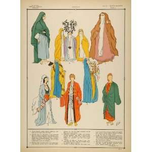  1922 Pochoir Egyptian Women Costume Veil Robes Egypt 