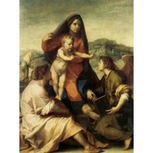Virgin and child with a Saint and an Angel 1509 14 by Andrea Del Sarto 
