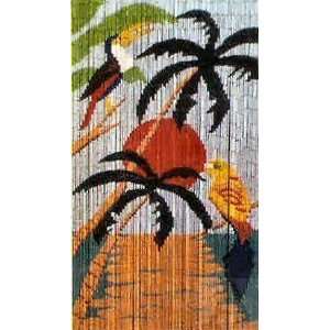  Toucan Parrot Bamboo Beaded Curtain Room Divider