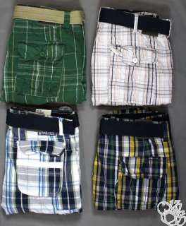 ECKO UNLTD Plaid Shorts w/ Free Belt Mens PANTS NEW  
