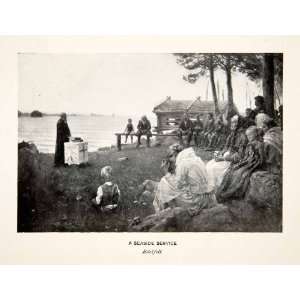 1901 Print Seaside Services Ceremony Religion Minister Landscape Lake 