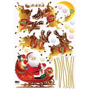 Christmas Holiday Time Reusable Wall Decoration Stickers   Santa and 