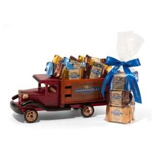 Ghirardelli Chocolate Wooden Truck Gift with 26 SQUARES Chocolates 