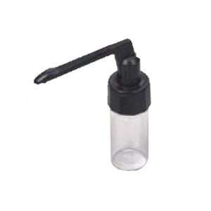  Clear glass snuff vial w/ black spoon top 