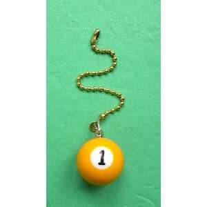   Pool Number #1 One Yellow Ball Ceiling Fan Light Pull 