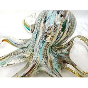  New Hand Blown Glass Mosaic Octopus Paperweight Figurine 