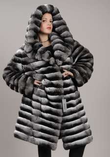 Hooded genuine Empress Chinchilla full skin fur coat   All Sizes   XS 