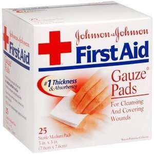  Red Cross First Aid Sterile Gauze Pads, Medium 25 count, 3 