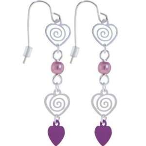  Purple Snazzy Scroll Heart Dangle Earrings Jewelry