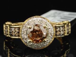   GOLD CHOCOLATE BROWN SOLITAIRE DIAMOND ENGAGEMENT WEDDING RING  