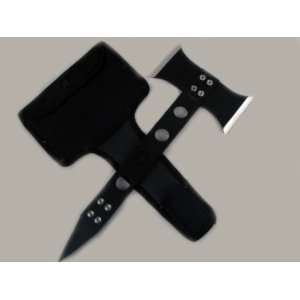  Twin Blade Hand Functional Throwing Axe Black Stainless 