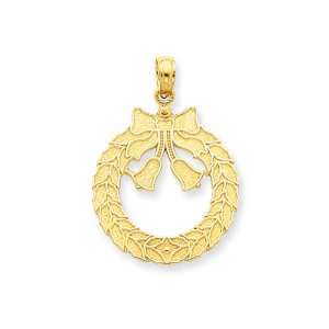  14 Karat Gold Christmas Wreath Pendant Jewelry