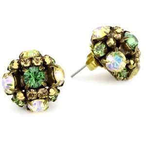  Sorrelli Water Lily Crystal Cluster Stud Gold Tone 