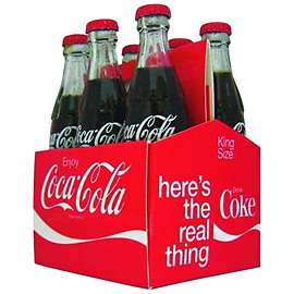   six pack of Coke bottles looks adorable in its teeny case. Bottles