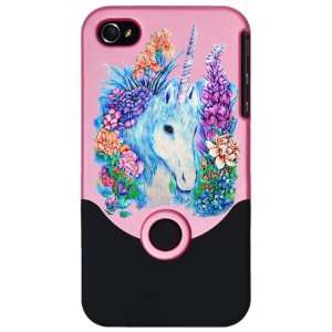 iPhone 4 or 4S Slider Case Pink Unicorn in Flowers 