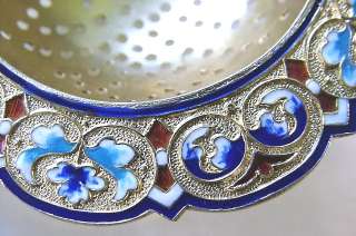 1900 IMPERIAL RUSSIAN SILVER GILT & CLOISONNE STRAINER  