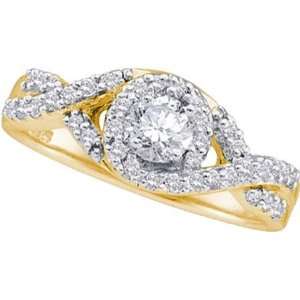  0.50CTW DIAMOND 0.25CT ROUND CENTER BRIDAL RING Jewelry