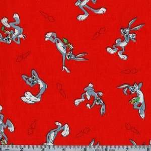   45 Wide Looney Tunes Red Fabric By The Yard Arts, Crafts & Sewing