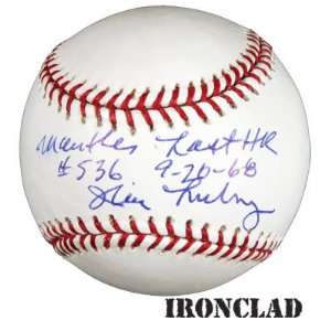 Jim Lonborg Signed Baseball   wMantle Last HR5369/20/68 insc  