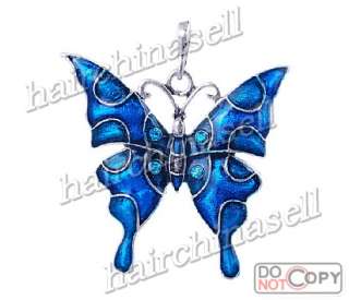 Free Alloy Enamel Rhinestone Butterfly Pendants 6pcs  