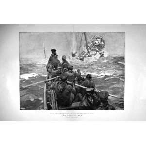  1899 LIFE BOAT SINKING SHIP VOYAGE ATLANTIC OCEAN PRINT 