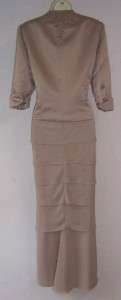   pc Beige Satin/Chiffon Shutter Pleat Formal Dress & Jacket 10  