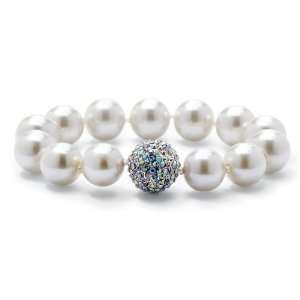   Jewelry Silvertone Metal Simulated Pearl and Crystal Bracelet Jewelry