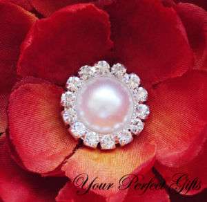 10 Round Diamante Rhinestone Crystal Pearl Button Clip  