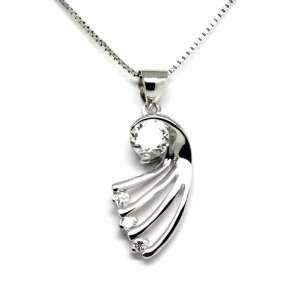 925 Sterling Silver Eagle Wing Pendant, Cubic Zirconia Free 18 White 