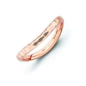   Silver Stackable Expressions Polished Pink plate Wave Ring Jewelry