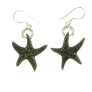  Black Starfish Earrings Organic / Silver Jewelry of Bali Jewelry