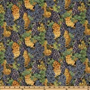  44 Wide Wine Country Grapes Purple/Gold Fabric By The 