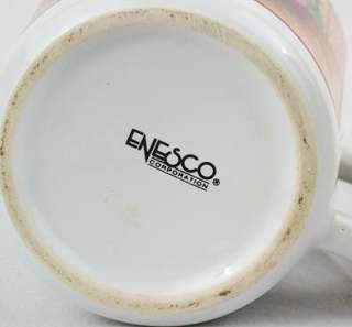 Vintage ENESCO Ceramic Christmas Bear Mug~Train~Mint in Box  