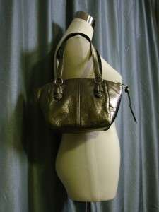 NWT COACH CHELSEA Gunmetal Metallic Leather Small Bag Handbag #46042 