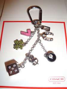 NEW Coach Lucky Mix Charm Keychain Key Fob 92784 Horseshoe Clover 