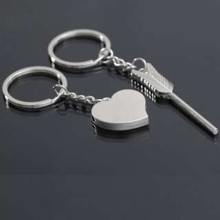 Metal Arrow Heart Key Ring Chain Keychain Keyring Keyfob Cute Lover 