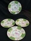 Mintons Rich & Fisher Cockatrice Pattern Green 8 Luncheon Plates Set 
