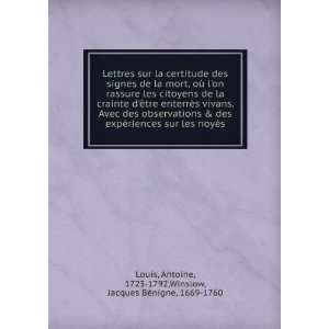   Antoine, 1723 1792,Winslow, Jacques BÃ©nigne, 1669 1760 Louis Books