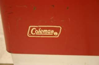 VINTAGE RED COLEMAN METAL ICE CHEST COOLER  