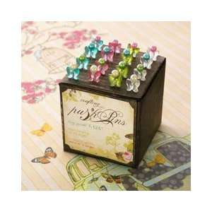  Long Needle Push Pins 1.125 In Paper Cube Butterflies 16 