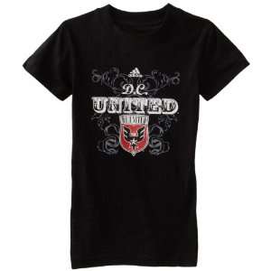 MLS DC United Longer Length Short Sleeve Burn Out T Shirt, 7 16 Girls 