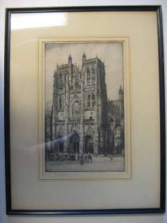 EDWARD SHARLAND ETCHING, SIGNED, CATHEDRAL EXTERIOR  