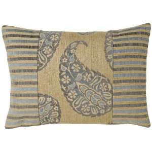  Blue Turan Paisley and Stripes Rectangular Pillow