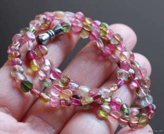 16.5 natural colorful tourmaline heart beads necklace  