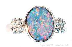   colors  floral harlequin black opal diamonds ring pink